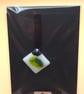 Green Caterpillar on White Fused Glass Card - Image 3