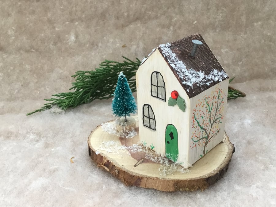 White wooden Christmas Cottage