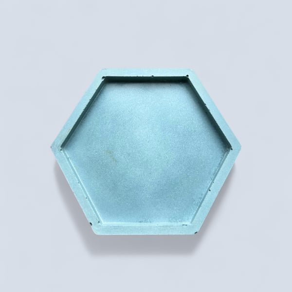 Grey Hexagonal Concrete Catchall Tray - Hexagon Raised Edge Coaster 