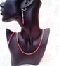 Necklace and Earrings Set with Red Pink and Clear Crystals, Crystal Jewellery   - Image 6