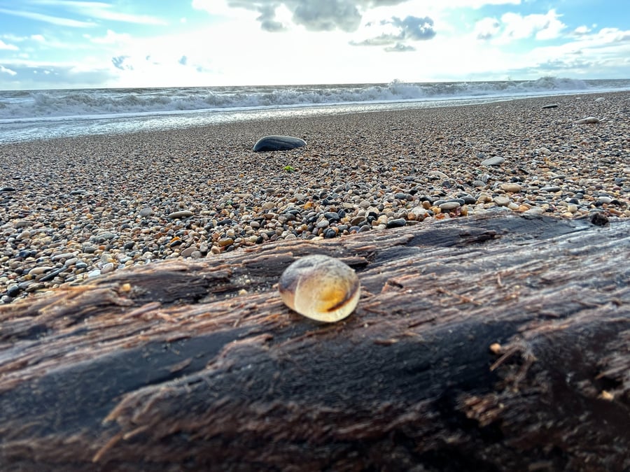 Unique Seaham beach, multi-colour sea glass piece - Amber and yellow