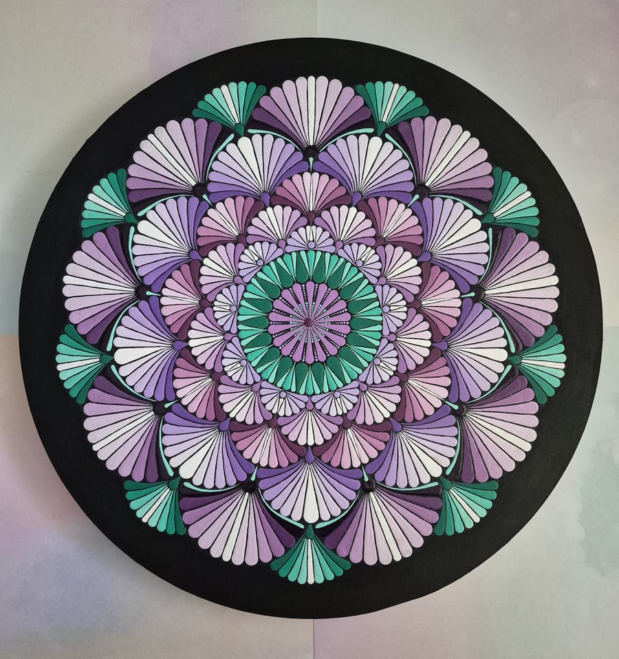 Night Garden Original Hand Painted Wood Panel Mandala