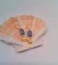 Navy Rectangular Bead Earrings with a Gold Plated Elephant Charm, Gift for Her - Image 5