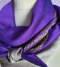 Sari double sided triangular scarf. Pale gold and Purple - Image 3