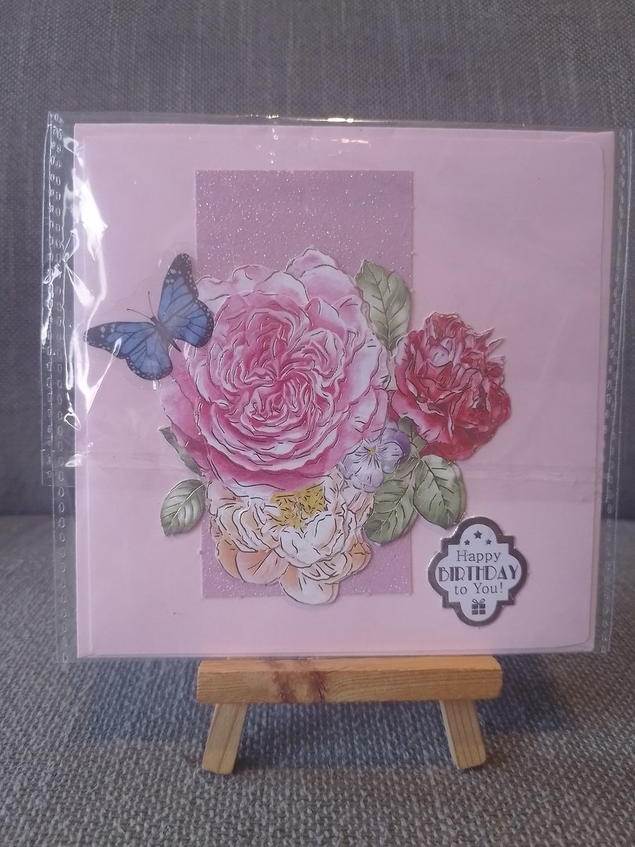 Roses birthday card handmade 