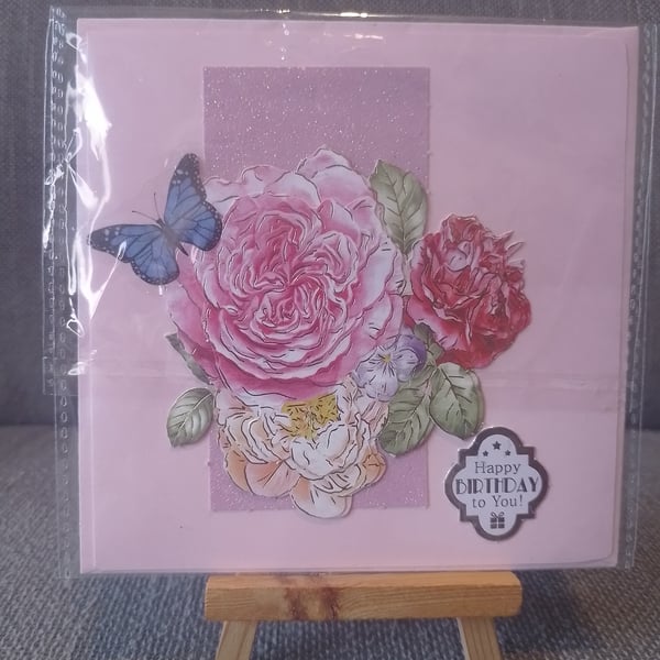 Roses birthday card handmade 