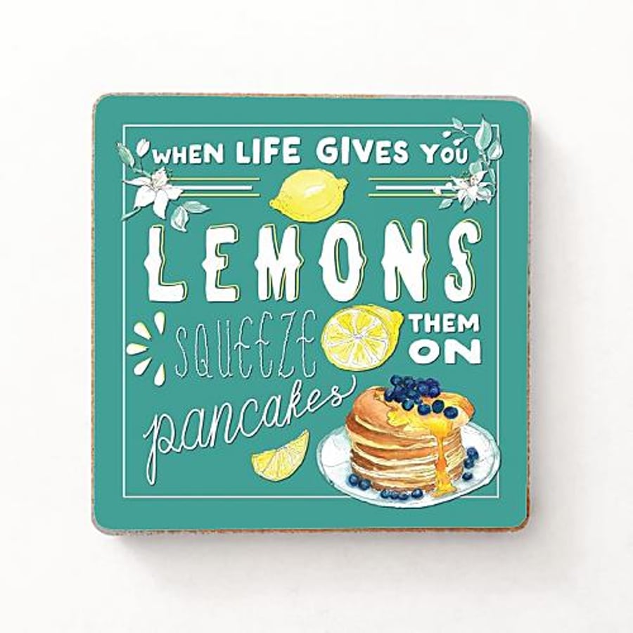 When Life Gives You Lemons Illustrated Wooden Fridge Magnet