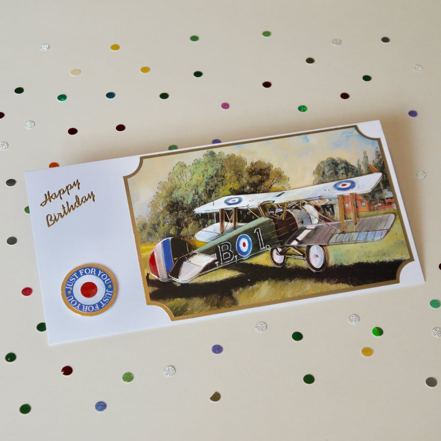 Happy Birthday Card for Family or Friends, Vintage Plane Enthusiasts