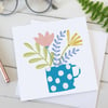 Blue Spot Mug Greetings Card