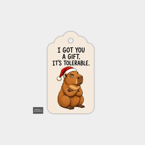 Unique Funny Christmas Gift Tags For Adults, 6pk - Tolerable Capybara