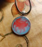 Handmade Red and Blue Pendant Necklace- Unique