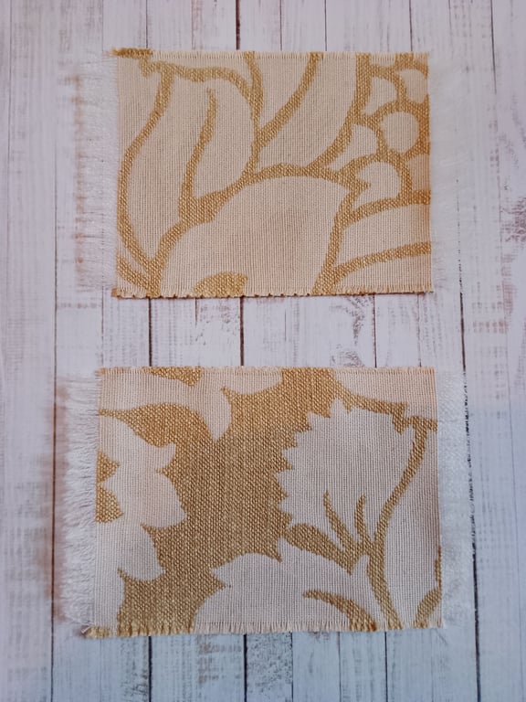 Dolls house handmade miniature rug gold and cream with fringe