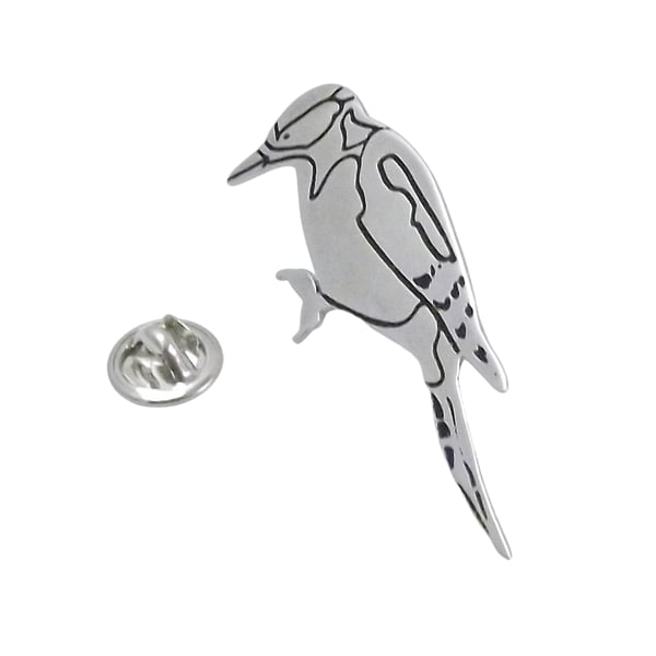 Woodpecker Tie Pin, Silver Bird Jewellery, Handmade Animal Gift for Him