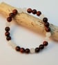 Red Tiger's Eye And Frosted White Jade Bracelet - Handmade In Devon. - Image 1