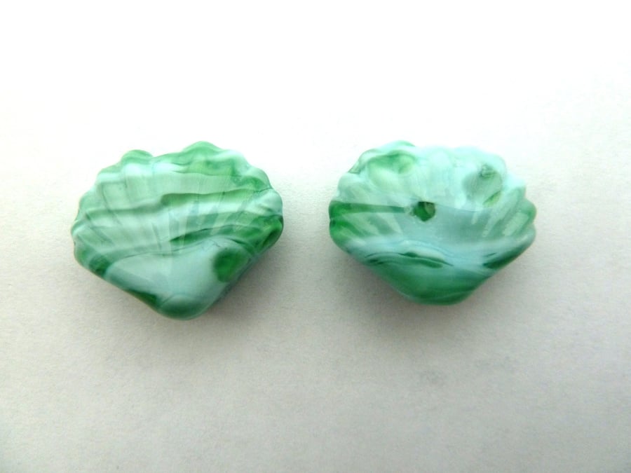 green sea shell beads