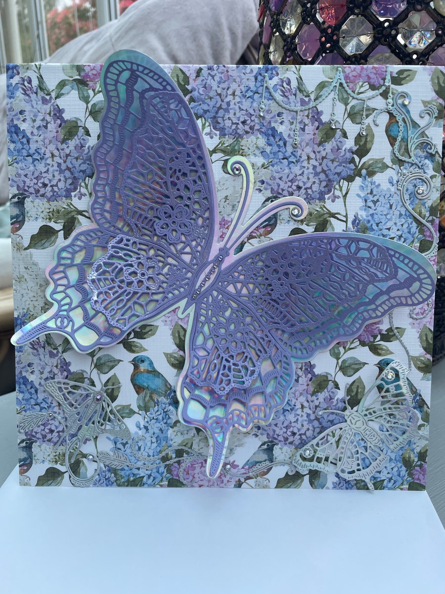 Luxury layered beautiful butterfly birthday, anniversary, with love card