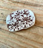Victorian crockery brown floral brooch. Handmade one of a kind pin.