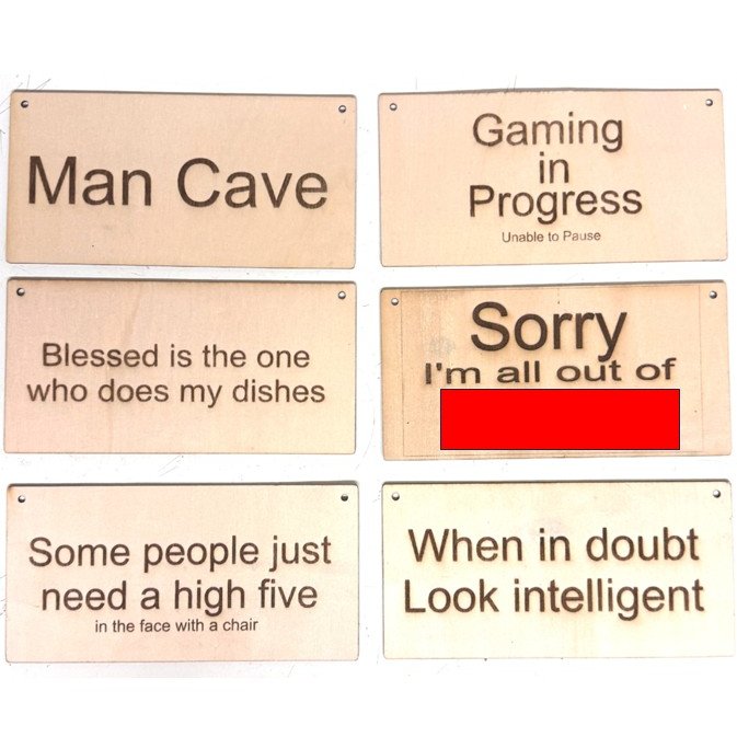 Selection of Humourous wall signs - 200 mm x 100 mm wooden signs - funny gifts