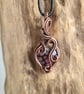 Pink Millefiori Style Beaded Heart & Copper Necklace Pendant Gift Jewellery  - Image 4