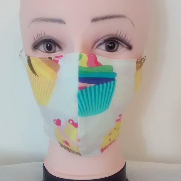 Handmade 3 layers cupcakes adult face mask.