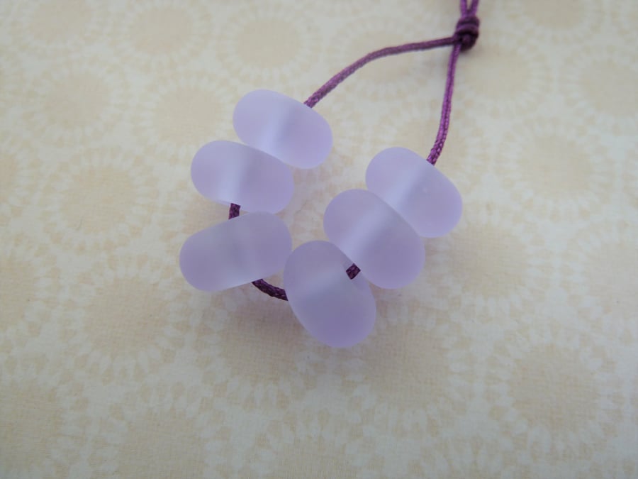 handmade frosted lilac spacer glass beads
