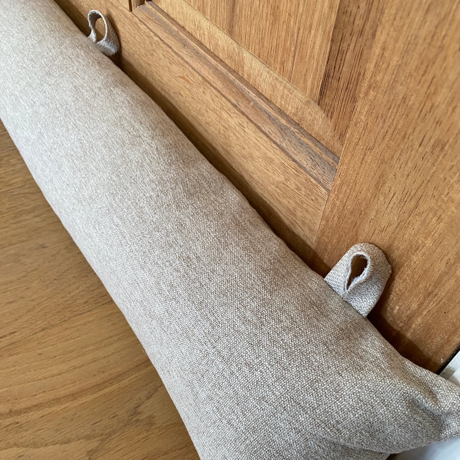 Beige draught excluder heavy and custom length, door and window draft stopper
