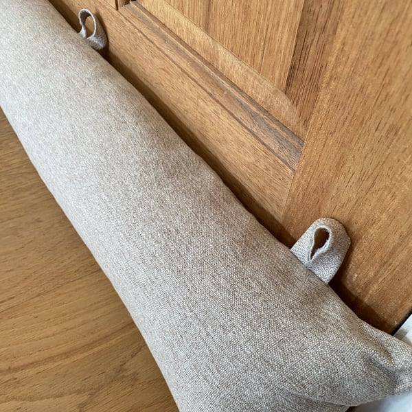 Beige draught excluder heavy and custom length, door and window draft stopper