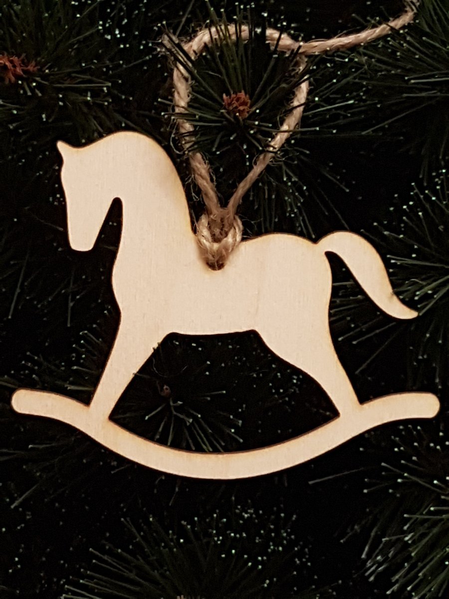 Birch Christmas Xmas Bauble Rocking Horse - Laser cut wooden shape