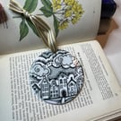 Illustrated Whimsical Houses Ceramic Hanging Decoration 