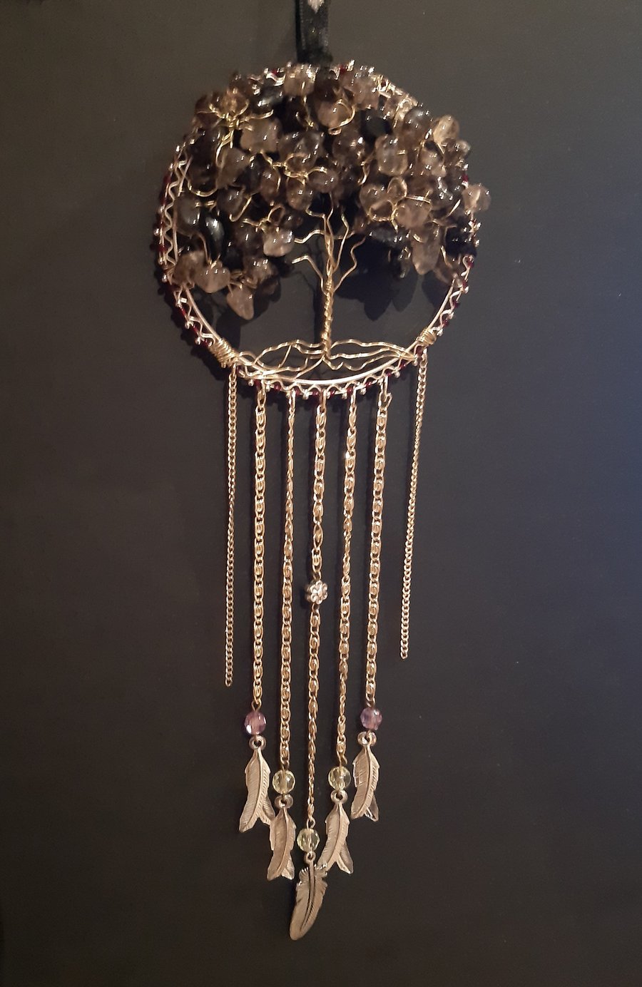 smoky quartz  dream catcher
