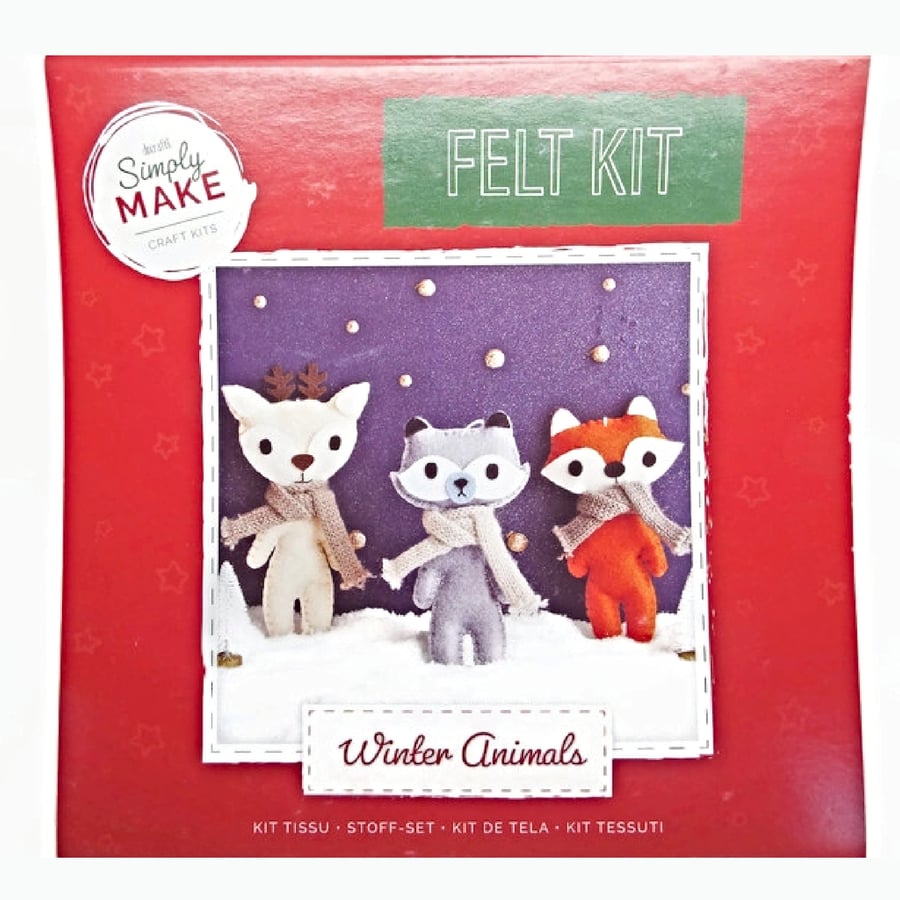 Felt Sewing Kit, Badger Fox & Deer Winter Animals, Crafting Gift