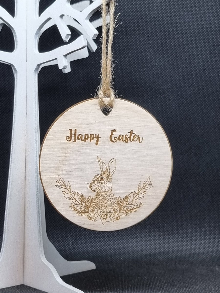 Happy Easter, Rabbit laser-cut hanging decoration