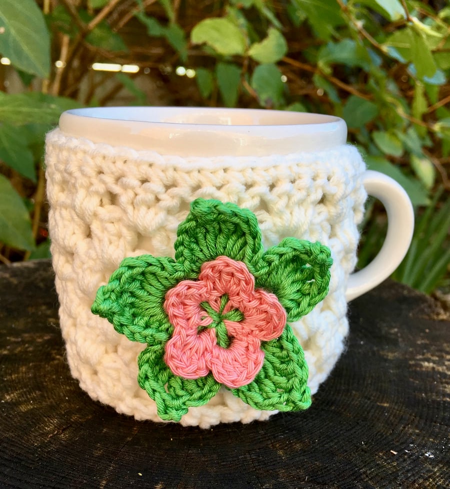 SALE - Crochet Flower Mug Cosy