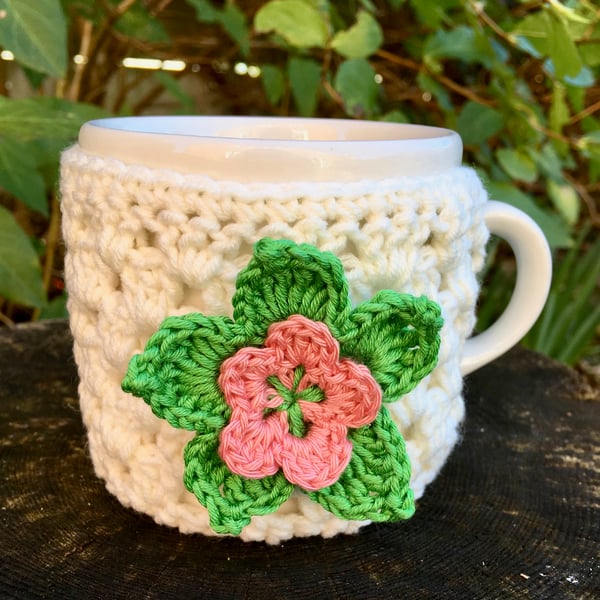 SALE - Crochet Flower Mug Cosy