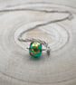 green and gold leaf glass pendant necklace