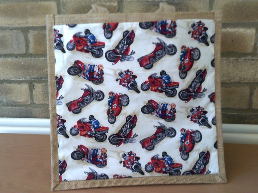 Motorbikes Medium Jute Bag