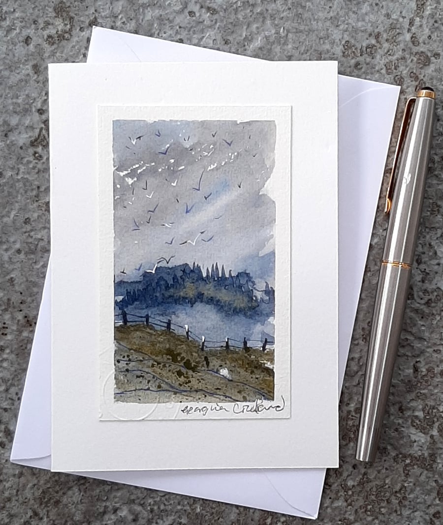 Blank Card. OOAK Handpainted Watercolour Art