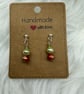 Green and red pearl earrings