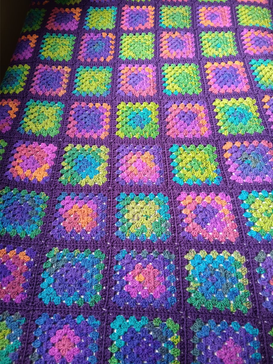 Crochet Granny Squares Blanket (Royal Purple) - soft, warm and cosy