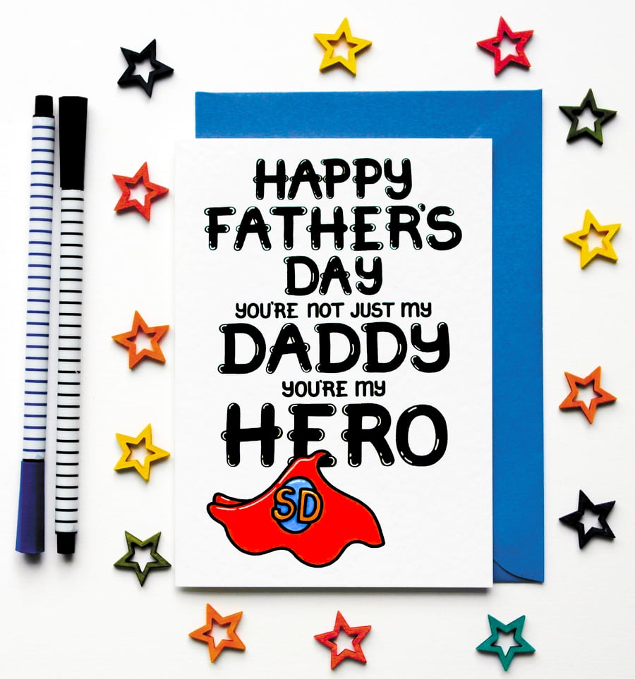 Fathers Day Card For Daddy, Super Dad Father's Day Card From Daughter, Son