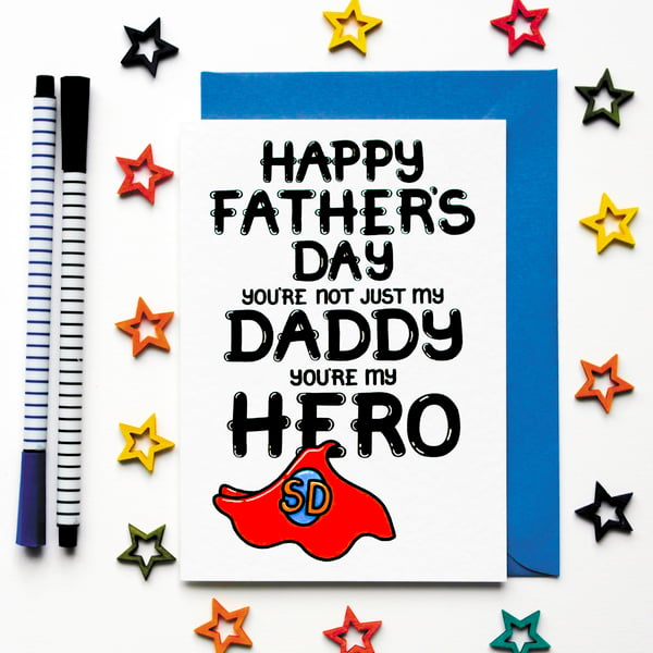 Fathers Day Card For Daddy, Super Dad Father's Day Card From Daughter, Son