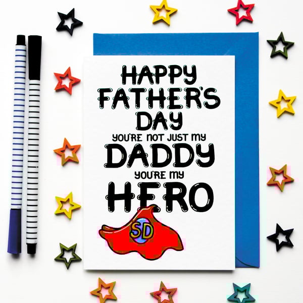 Fathers Day Card For Daddy, Super Dad Father's Day Card From Daughter, Son