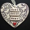 Purple ceramic heart decoration Home Sweet Home.