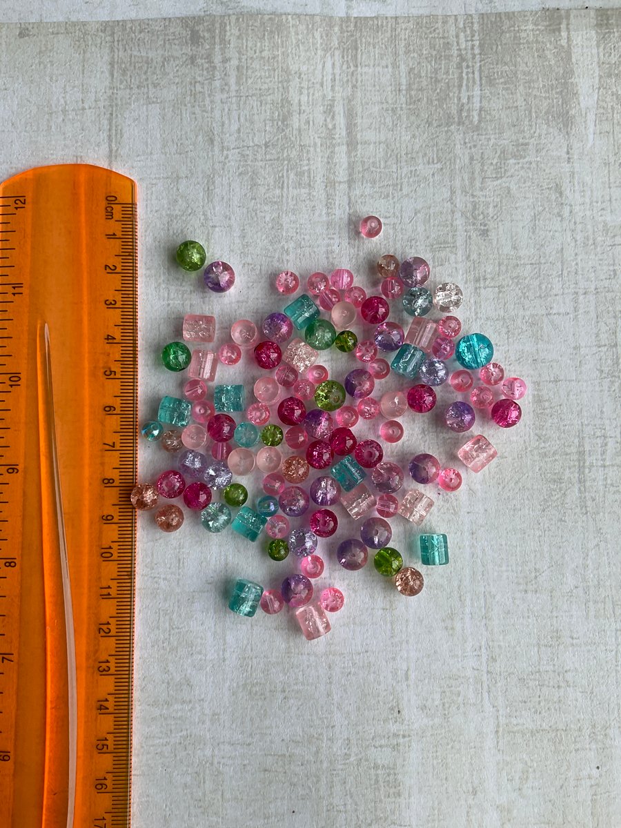 Mixed selection of glass pastel beads.