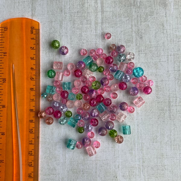 Mixed selection of glass pastel beads.