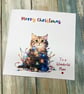 Cat Christmas Card Personalised Christmas Lights Card for Mum Auntie Grandma etc - Image 3