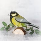 Fused Glass Standing Great Tit Ornament