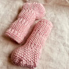 Long Legged Knitted Booties for Carried Babes - Pale Pink Yarn - 0 to 3 Months