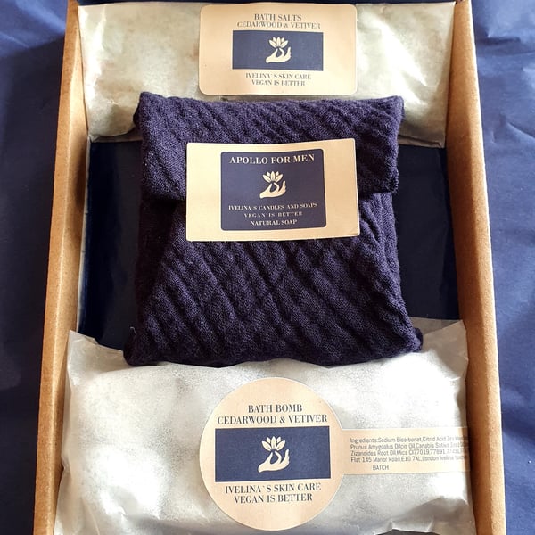 Mens Spa Gift,Natural Pamper Box Mini,Bath And Body Care,Epsom Salt