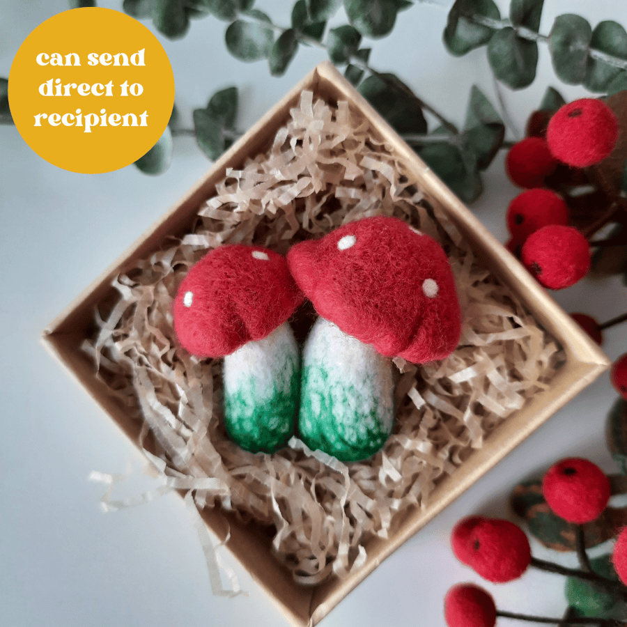 Needle Felt Toadstool Brooch